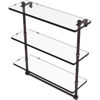 Allied Brass PR-5/16TB 16 Inch Triple Tiered Integrated Towel Bar Glass Shelf, Venetian Bronze