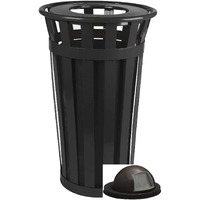 Witt Industries M2401-DT-BK Oakley 24 Gallon Slatted Steel Receptacle w/Dome Top, Black