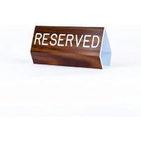 Reserved | Church Pew Reserved Signs | Engraved Lettering 3 Sided 6 X 3 Inches Walnut Wood Grain Finish Reserved Chair Sign