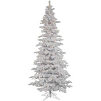 Vickerman 65' Flocked White Slim Artificial Christmas Tree with 300 Warm White LED Lights (A893566LED)