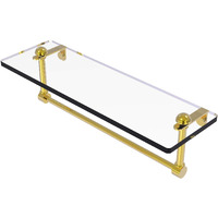 Allied Brass RC-1/16TB 16 Inch Vanity Integrated Towel Bar Glass Shelf, Polished Brass