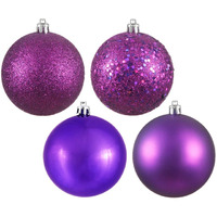 Vickerman 2.75" Plum 4-Finish Ball Ornament Assortment, 20 per Box