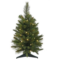 Vickerman 24" Cashmere Pine Artificial Christmas Tree, Multi-Colored Dura-Lit LED Lights - Faux Potted Christmas Tree - Seasonal Indoor Home Decor