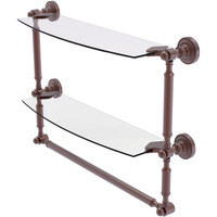 Allied Brass DT-34TB/18-CA Dottingham Collection 18 Inch Two Tiered Glass Integrated Towel Bar Shelf, Antique Copper