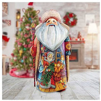 G. Debrekht Christmas Night Father Frost Santa Carved Wood & Hand-Painted Figurine