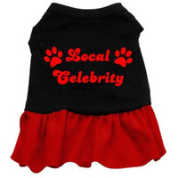 Pet Dog & Cat Dress Screen Printed, &quotLocal Celebrity" Black W/Red 3XL (25-35 lbs.)