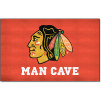 FANMATS 14412 Chicago Blackhawks Man Cave Tailgater Rug - 5ft. x 6ft. Sports Fan Area Rug, Home Decor Rug and Tailgating Mat