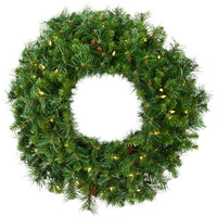 Vickerman Pre-Lit Cheyenne Pine Wreath with 100 Warm White Italian LED Lights, 30-Inch, Green