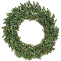 Vickerman Multi-Colored LED Lights Frosted Bellevue Alpine Artificial Christmas Wreath, 48-Inch, A861050LED