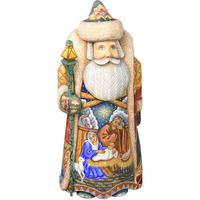 G. Debrekht Carved Wood and Hand-Painted Magic Night Father Frost Santa, 11"