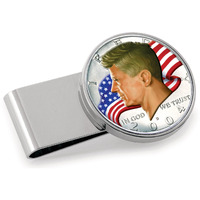 Coin Money Clip JFK Half Dollar Colorized with the American Flag Moneyclip