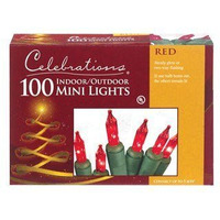 Celebrations Mini Light Set 100 Lights Red 18" Ul Fuse Ace No. 9802315