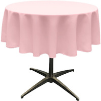 LA Linen Polyester Poplin Washable Round Tablecloth, Stain and Wrinkle Resistant Table Cover 51", Fabric Table Cloth for Dinning, Kitchen, Party, Holiday 51-Inch, Pink Light, (TCpop51R_PinkLghtP37)