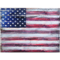 G. Debrekht American Flag Wooden Board Art, 9 x 12