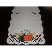 LY0041-1818 18 x 18 in. Embroidered Pumpkin Gourd Table Napkins, Ivory