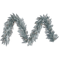 Vickerman 9' Sliver Artificial Christmas Garland - Warm White Dura-lit ILED Mini Lights - Faux Christmas Garland - Indoor Seasonal Home Decor - Garland for Mantle or Staircase