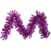 Vickerman 9' Purple Artificial Christmas Garland, Purple Dura-lit Incandescent Mini Lights - Faux Purple Christmas Garland - Indoor Seasonal Home Decor