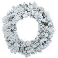 Vickerman 30" Flocked Ashton Pine Artificial Christmas Wreath, Unlit - Faux Pine Christmas Wreath - Indoor Seasonal Home Decor