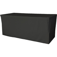 LA Linen Polyester Poplin Fitted Tablecloth 72"L x 24"W x 30"H, Black