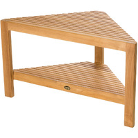 Arb Teak & Specialties Teak Fiji Corner 31" (80 cm) with Shelf Shower Bench, Natural