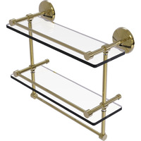 Allied Brass MC-2TB/16-GAL-UNL Monte Carlo Collection 16 Inch Gallery Double Glass Towel Bar Shelf, Unlacquered Brass