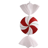 Vickerman 37" Red-White-Green Peppermint Swirl Glitter Candy Christmas Ornament - Large Peppermint Ornaments - Versatile - Seasonal Holiday Decoration