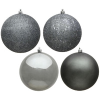 Vickerman 485941-6 Pewter 4 Assorted Finishes Ball Christmas Tree Ornament (Set of 4) (N591587BX)