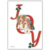 Pipsqueak Productions C408 Basset Joy Christmas Boxed Cards - Pack of 10