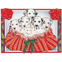 Pipsqueak Productions C490 Dalmatians in a Basket Christmas Boxed Cards - Pack of 10