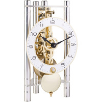 Hermle 23024X40721 Lakin Triangular Table Clock - Silver with Metal Arabic Dial & Brass Pendulum