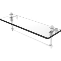 Allied Brass MA-1/16TB Mambo 16 Inch Vanity Integrated Towel Bar Glass Shelf, Matte White