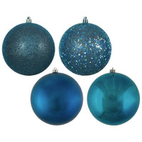 Vickerman 348246-2.75" Sea Blue 4 Assorted Finish Ball Christmas Tree Ornament (20 pack) (N590762)