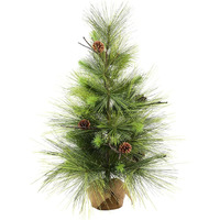 Vickerman 4' Boulder Pine Artificial Christmas Tree, Unlit - Faux Table Top Christmas Tree - Seasonal Indoor Home Decor