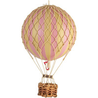 Authentic Models, Floating The Skies Air Balloon, Hanging Home Decor - 5.3 Inch Height, Historic Hot Air Balloon Model for Home Decor, Detailed Vintage Decorations to Hang from Ceiling - Pink