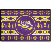 FANMATS 25811 NCAA - LSU Tigers Holiday Sweater Starter Mat Accent Rug - 19in. x 30in. | Sports Fan Home Decor Rug and Tailgating Mat