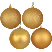 Vickerman 571958-10" Copper Gold 4 Finish Matte/Shiny/Sequin/Glitter Ball Christmas Tree Ornament (set of 4) (N592533DA)4