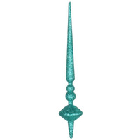 Vickerman 538326-12" Teal Glitter Cupola Finial Christmas Tree Ornament (3 pack) (M183342G)