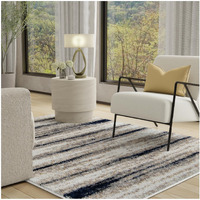 Cotton Tail Ombre Plush Area Rug - 5'3" x 7'6" Rectangle in Gray, Contemporary Striped Design, Easy to Clean, Durable, Cozy Rug for Bedroom, Living Room, Dining Room, or Indoor Home Modern Decor