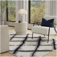 Line Trellis Plush Area Rug - 5'3" x 7'6" Rectangle in Ivory, Modern Geometric Cotton Tail, Easy to Clean, Durable, Stain-Resistant Rug for Bedroom, Living Room, Dining Room, or Indoor Home Decor