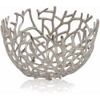 Modern Day Accents 5802 Rama Twigs Round Bowl, Silver, Fruit Bowl, Holds Spheres or Decorative Balls Fillers, Large Bowl, Home Decor, Room Decor, Office Decor, Tabletop Centerpiece, 14" W x 8.5H