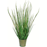 Vickerman Everyday 34" Artificial Green Grass with Iron Pot - Faux Grass Plant Decor - Home Or Office Indoor Greenery Accent - Maintenance Free