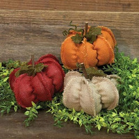 CWI Small Burlap Fabric Pumpkin 3 asst.