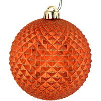 Vickerman 6" Burnished Orange Durian Glitter Ball Ornament, 4 per Bag