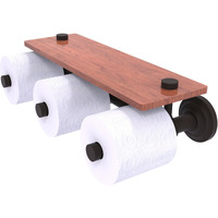 Allied Brass QN-35-3S-IRW Que Collection Horizontal Reserve 3 Roll Wood Shelf Toilet Paper Holder, Oil Rubbed Bronze