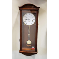 Hermle Key Wind 8 Day Walmut Wall Clock with Walmut Burl Hand Rubbed Finish