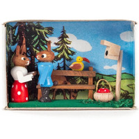 Alexander Taron 028-061 DREGENO Matchbox-Bunny Couple in A Park, Blue