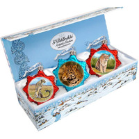 Big Cats Set of 3 Glass Ornament, Gift Box Sets, Coastal Decor - 770137S3 Art by G.DeBrekht - Designocracy