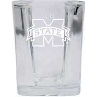 Mississippi State Bulldogs 2 Ounce Square Shot Glass laser etched logo Design 2-Pack