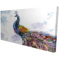 Begin Majestic Peacock with Flowers - Print on Canvas Edition