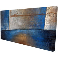 Begin Luminous Blue and Bronze Shape - Print on Canvas Edition